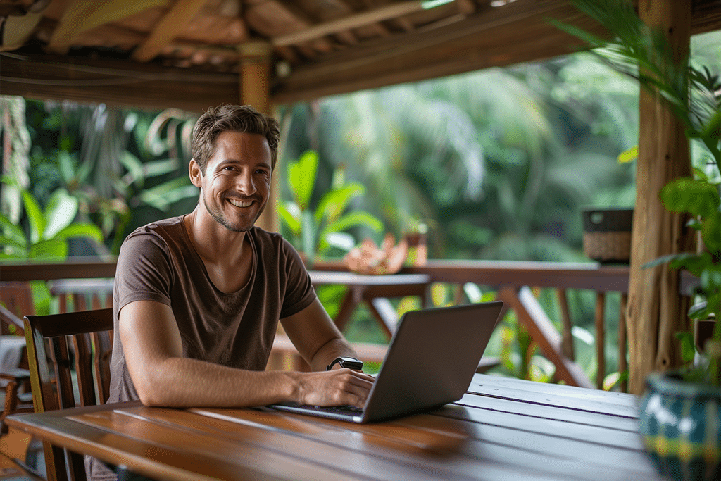 Working with laptop
